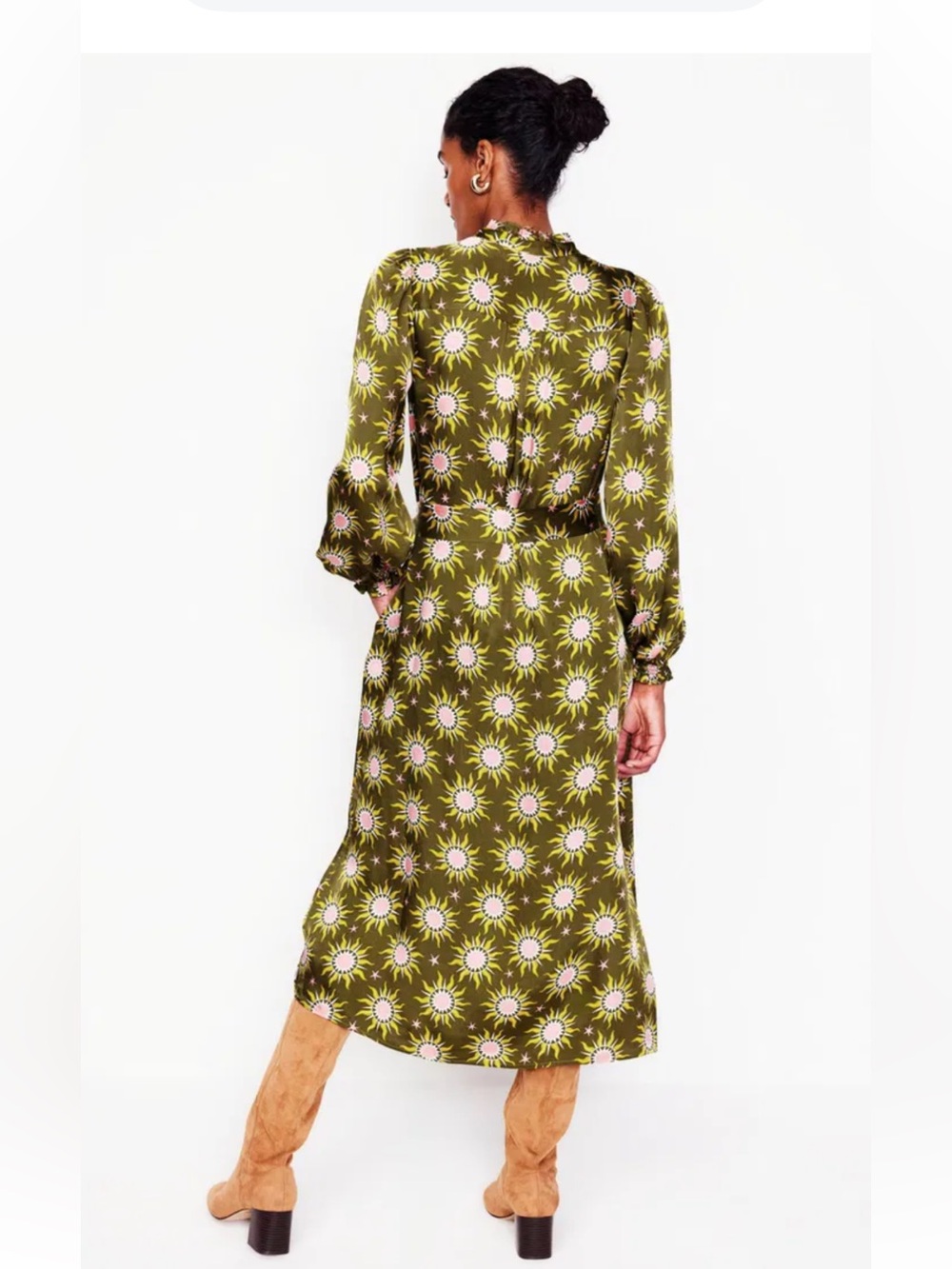Boden Jasmine Satin Midi Shirt Dress Size 14R - Picture 3 of 11